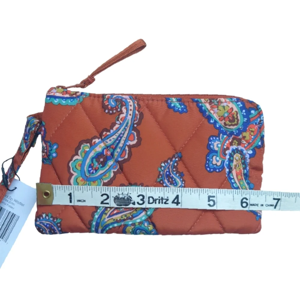 VERA BRADLEY Minor Paisley Quilted Shoulder Bag and Wristlet Pouch Set Orange